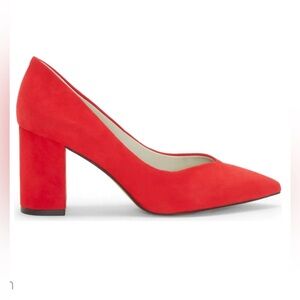 1. State Women's Red Suede Block Heel Pointed Toe Shoe Pump Size 11M